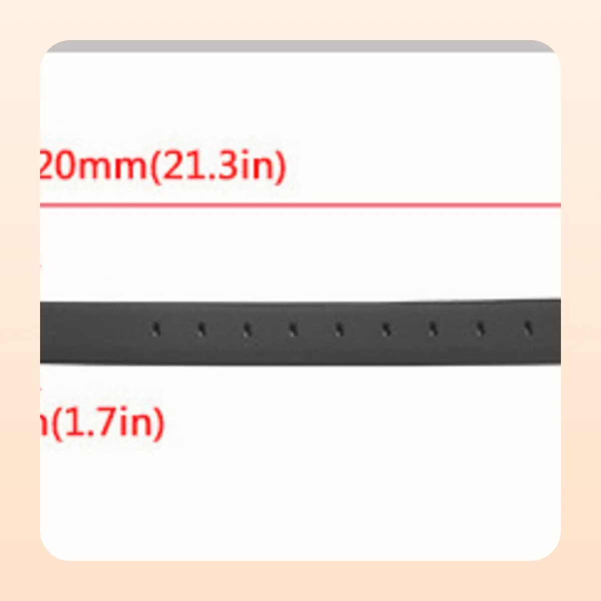 Kindral AirTag collar dimensions: 520 mm long, 20 mm wide