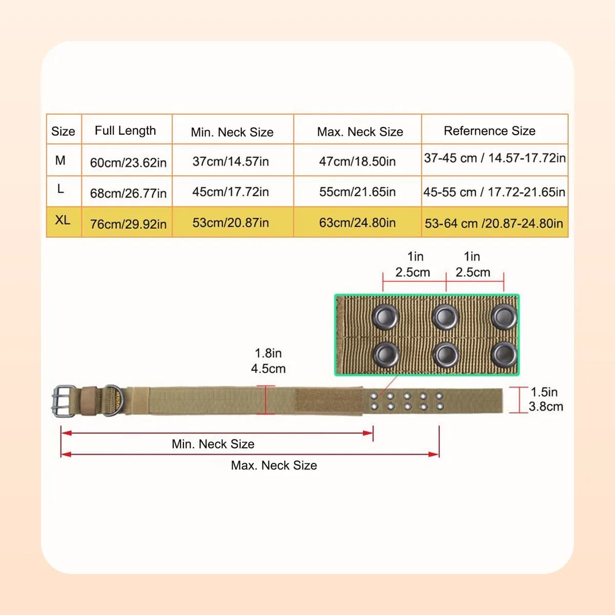 Kindral tactical collar size chart with neck measurements