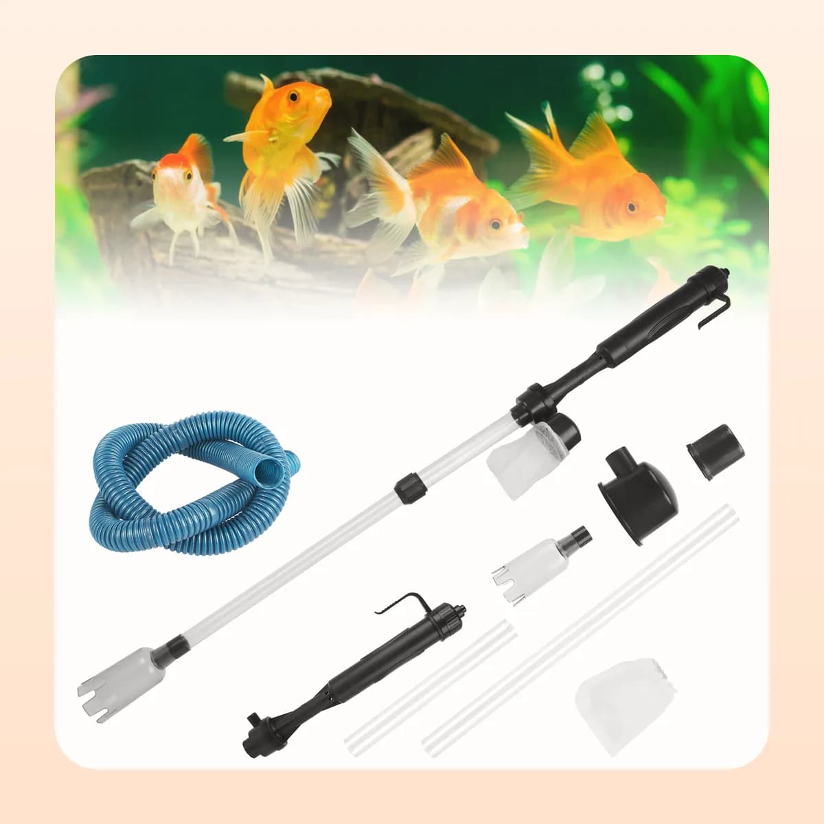Kindral battery aquarium gravel vacuum with accessories