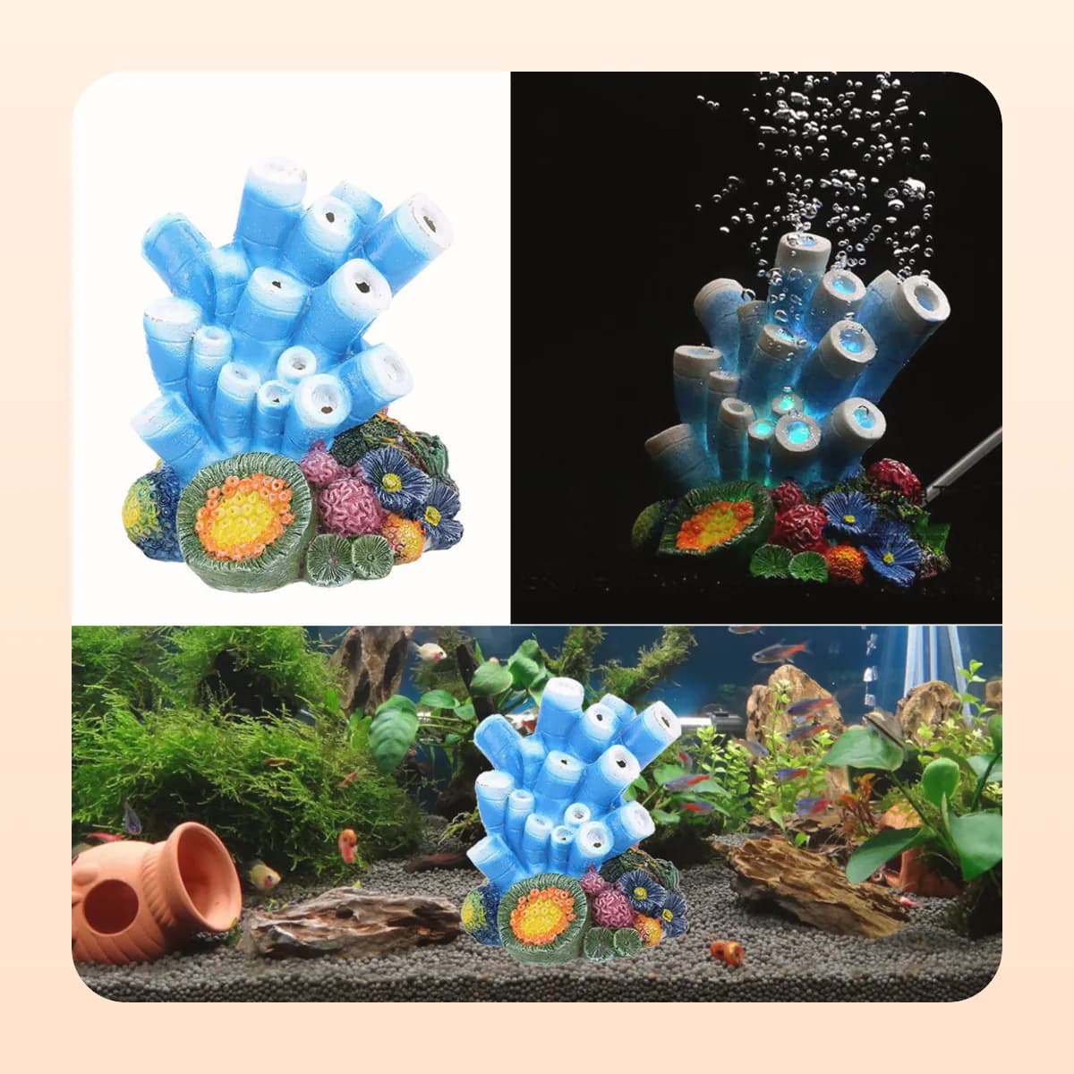 Kindral resin bubbling coral aquarium ornament