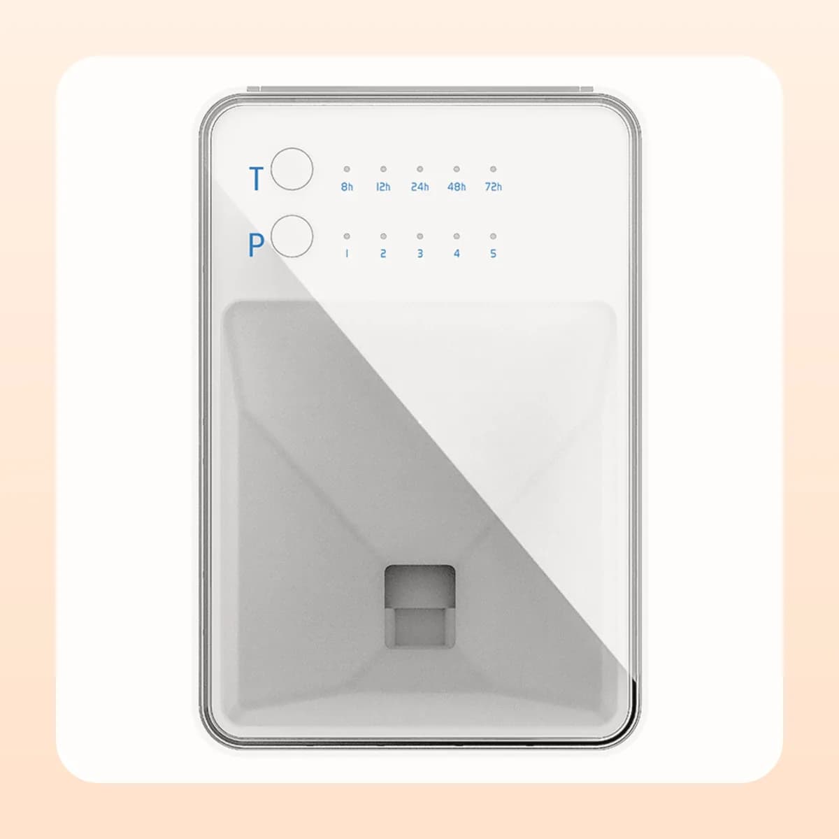 The touch panel on the Kindral digital feeder with its timing marks