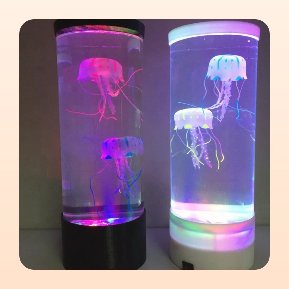 Kindral LED jellyfish mood lamp lit in blue and pink