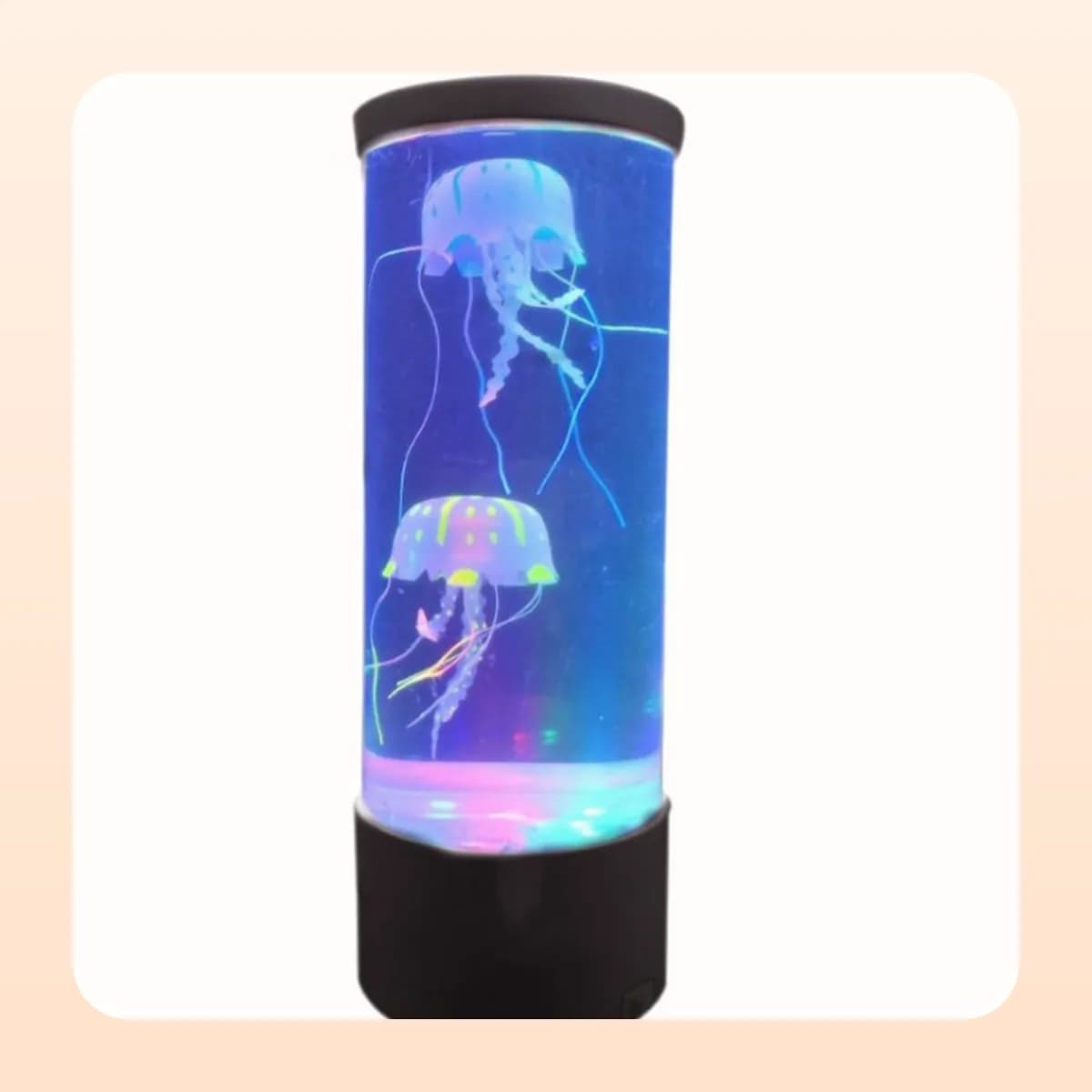 The Kindral jellyfish lamp cycling through colours