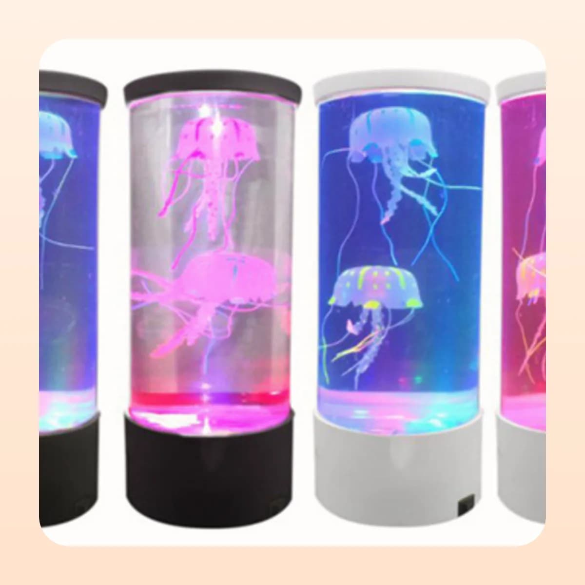 Two Kindral jellyfish lamps side by side