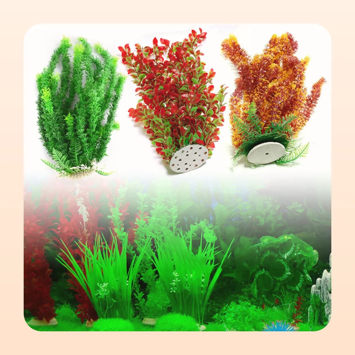 Kindral artificial plants arranged in a planted tank