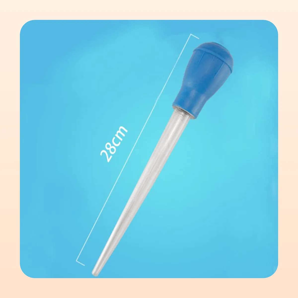 The Kindral suction bulb measured at 28 cm