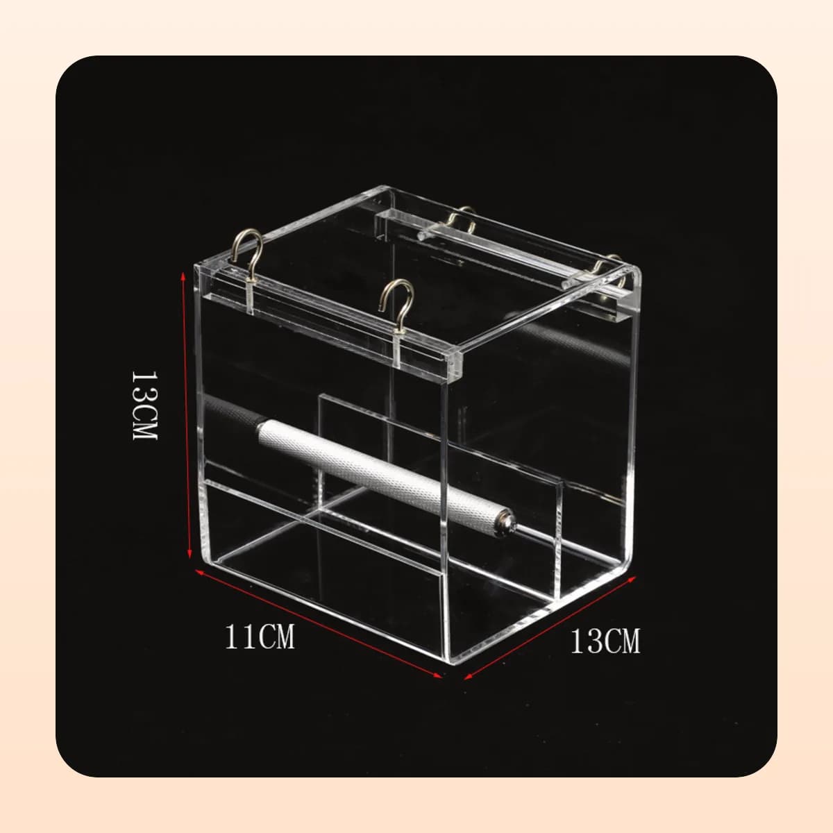 The small Kindral acrylic feed box with its dimensions