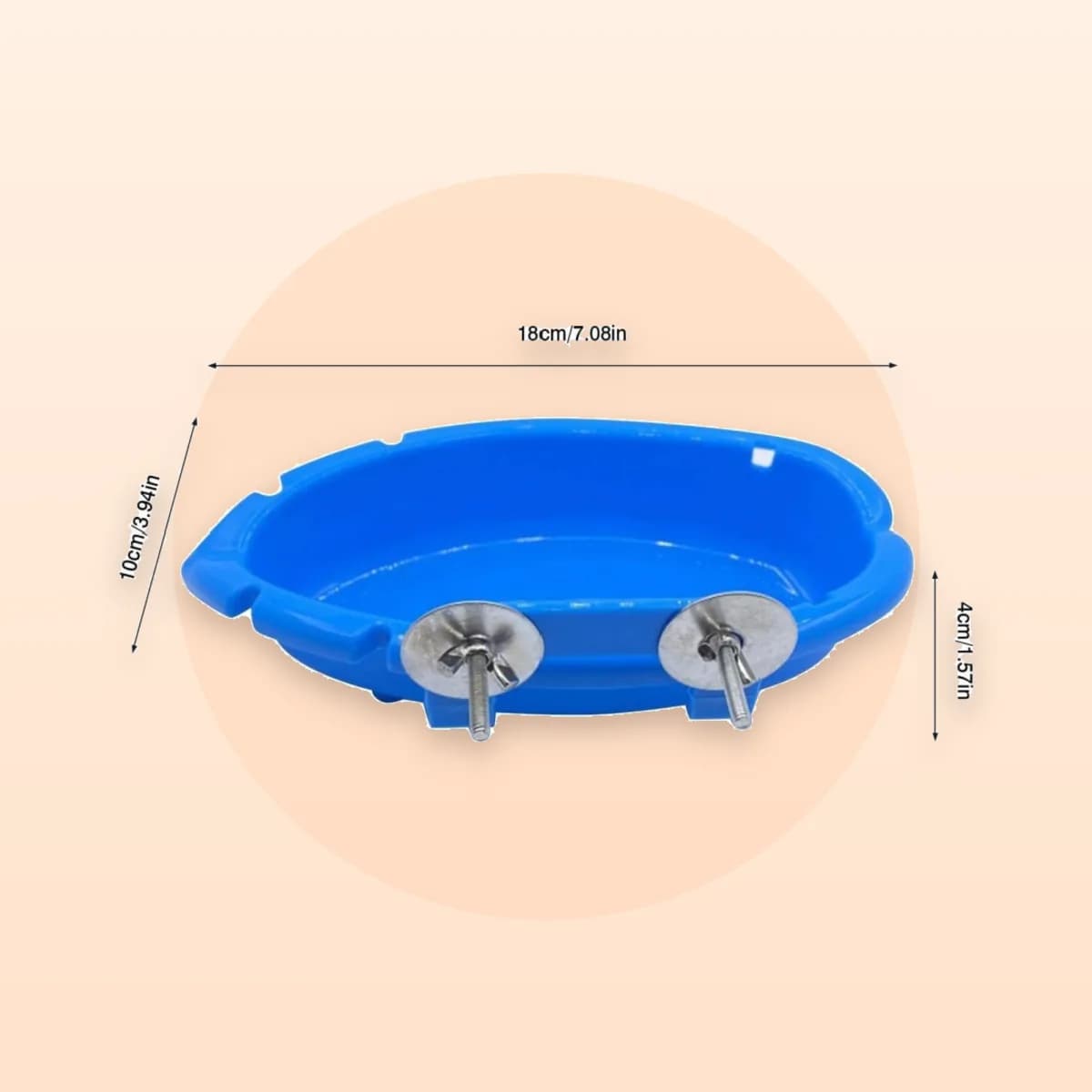 The Kindral bath basin with its dimensions and thumb screws