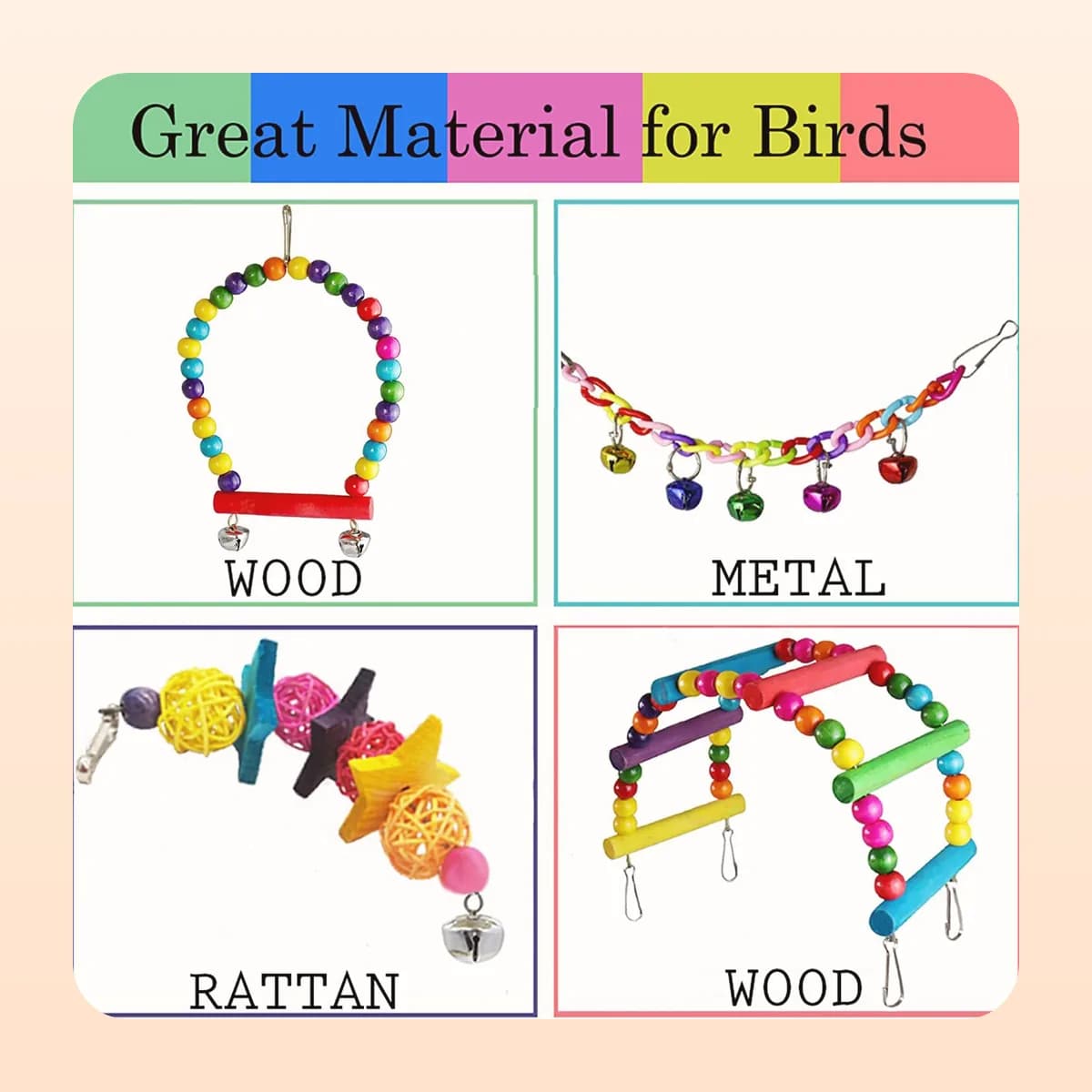 Kindral seven-piece parrot cage accessory set