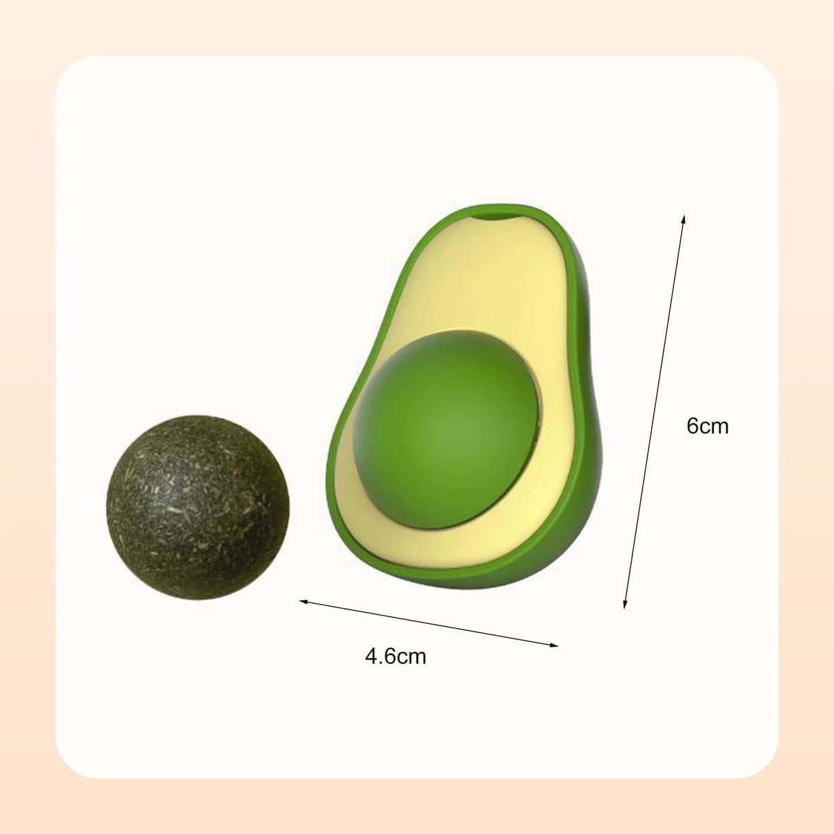 Kindral avocado wall toy dimensions: 6 cm by 4.6 cm