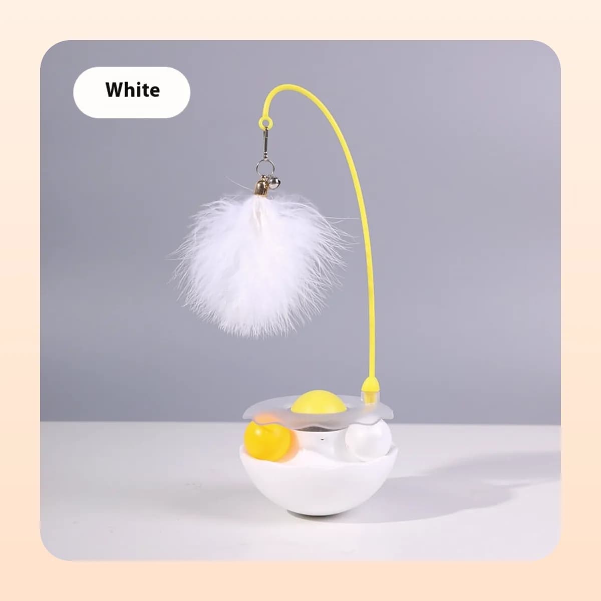 Kindral roly-poly cat teaser tumbler in white