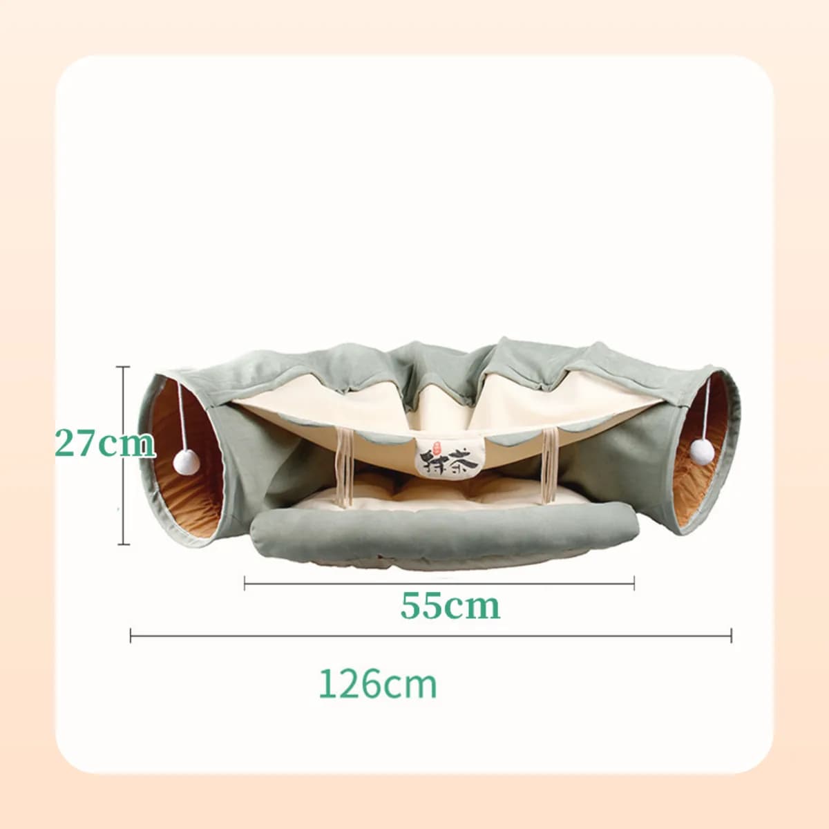Kindral tunnel bed dimensions: 126 cm long, 55 cm bed, 27 cm high