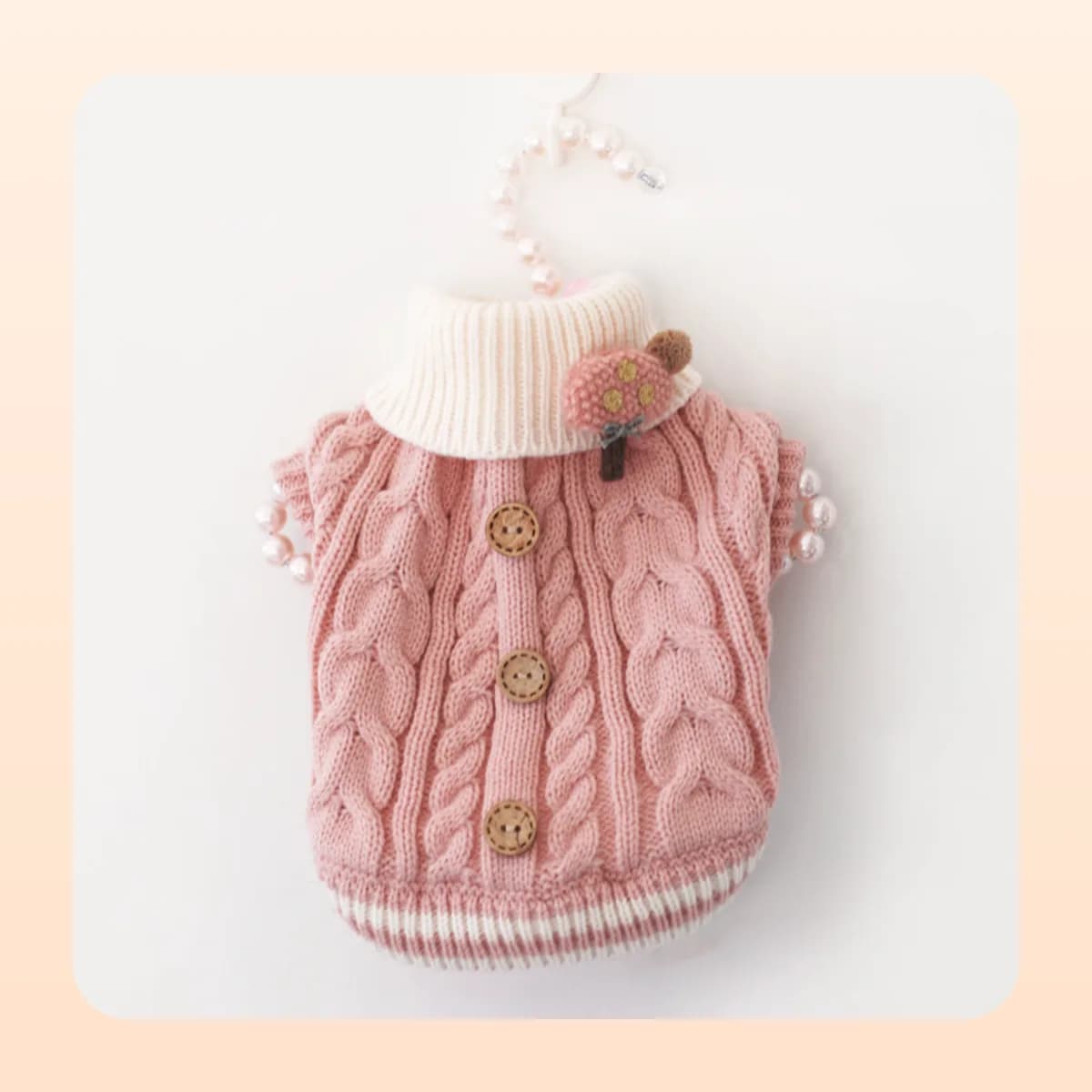 Kindral cable knit pet sweater in pink