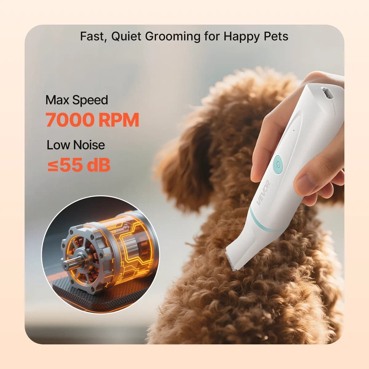 The Kindral clipper being used along the back of a brown poodle