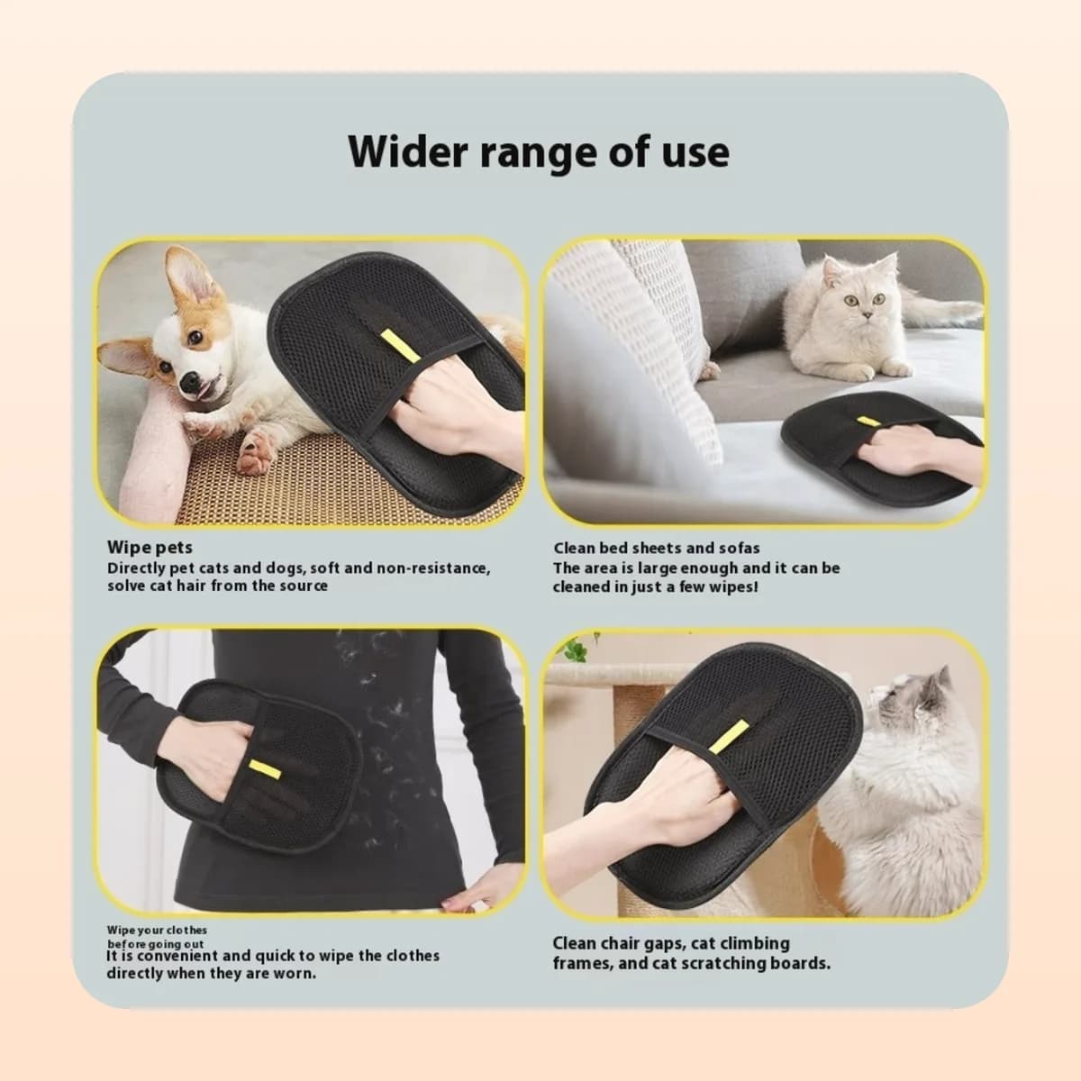 Uses for the Kindral mitt: pets, bedding, clothes, cat trees