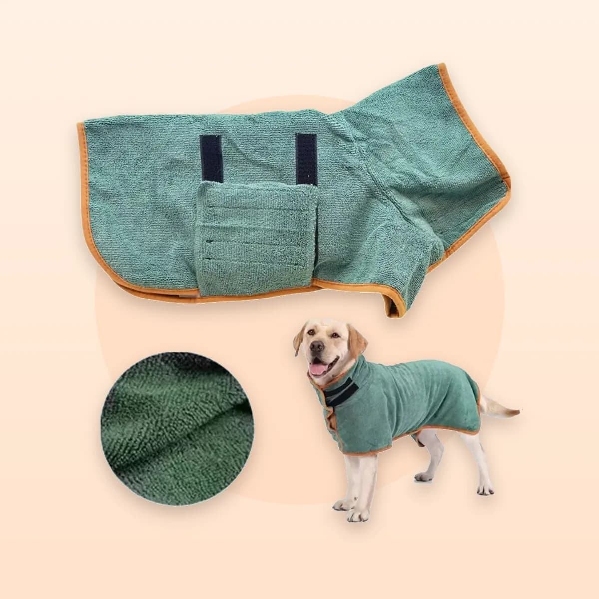 Kindral microfibre dog drying robe in sage green
