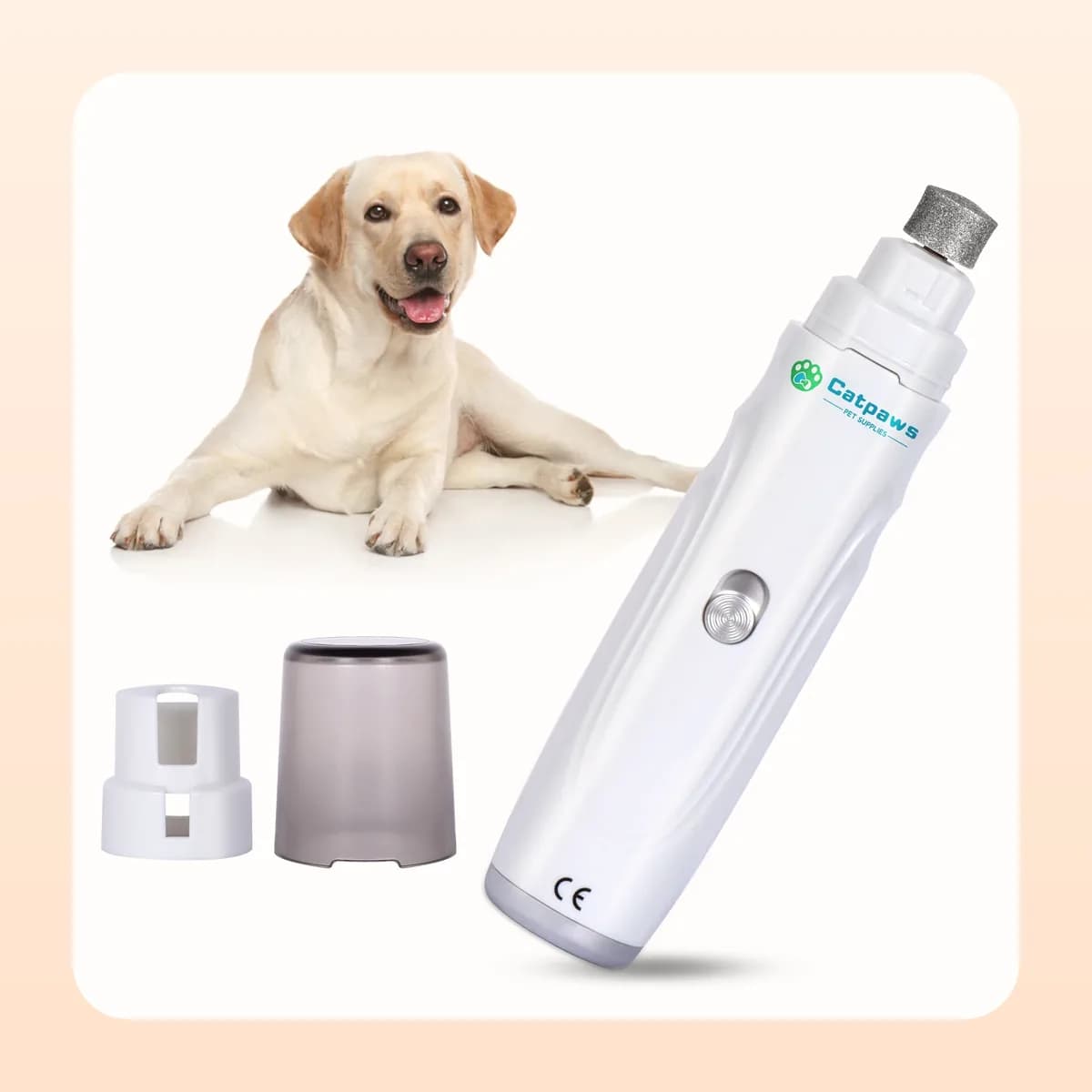 Kindral LED nail clipper and grinder in white with its grinding ports