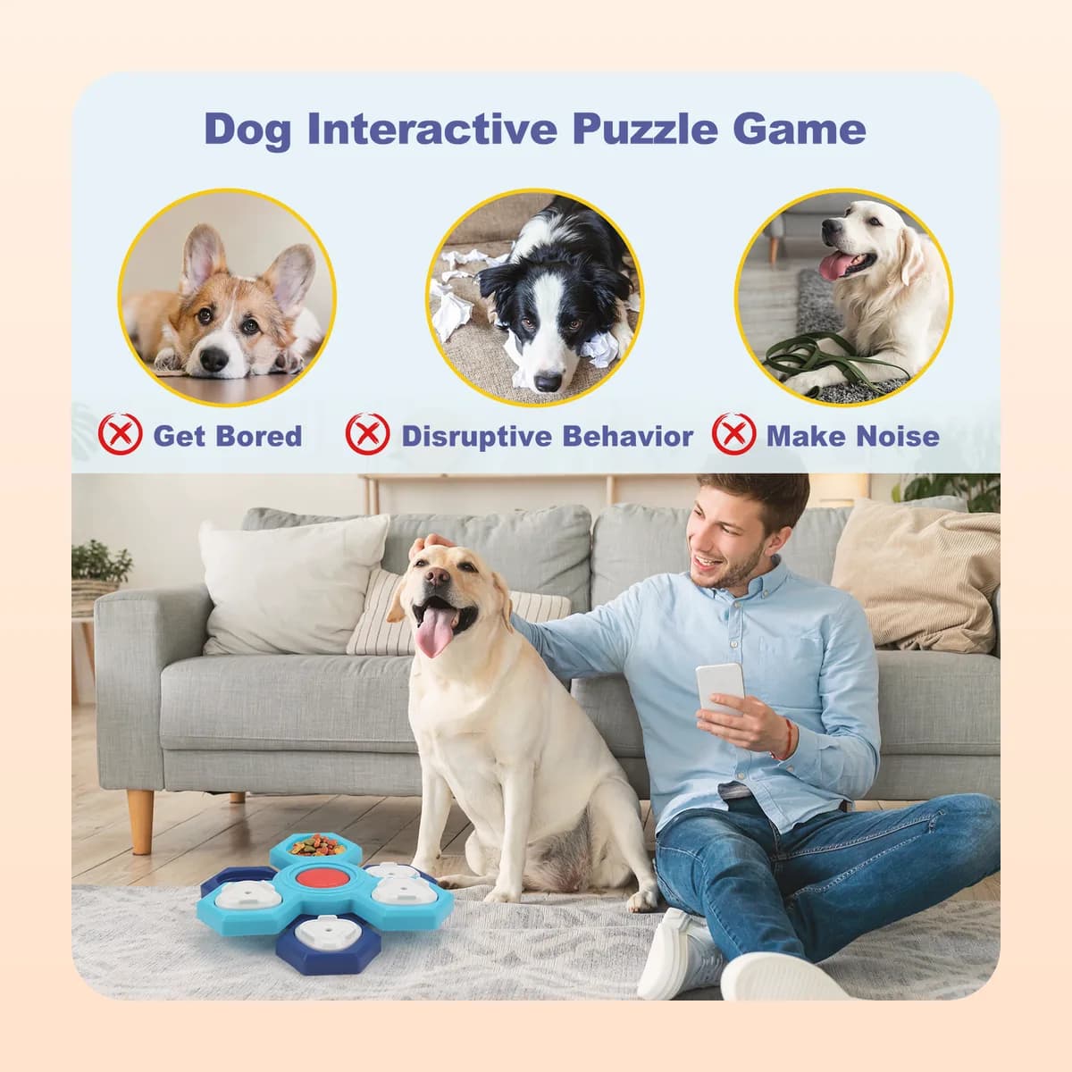 The Kindral puzzle feeder suits dogs of all breeds