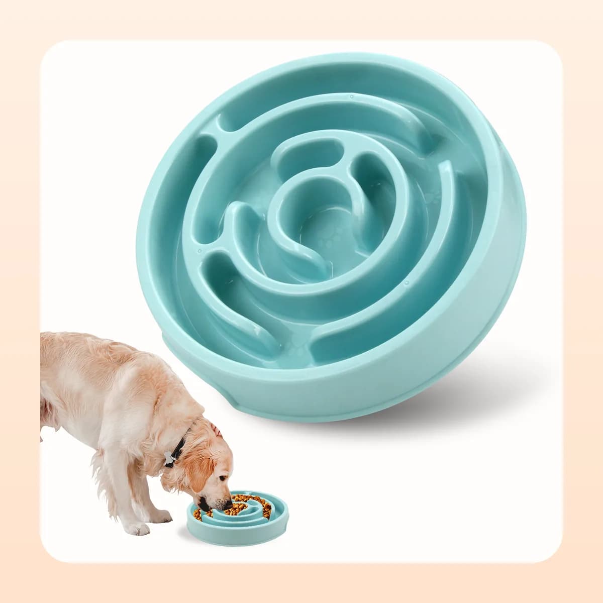 Kindral maze slow feeder bowl in blue