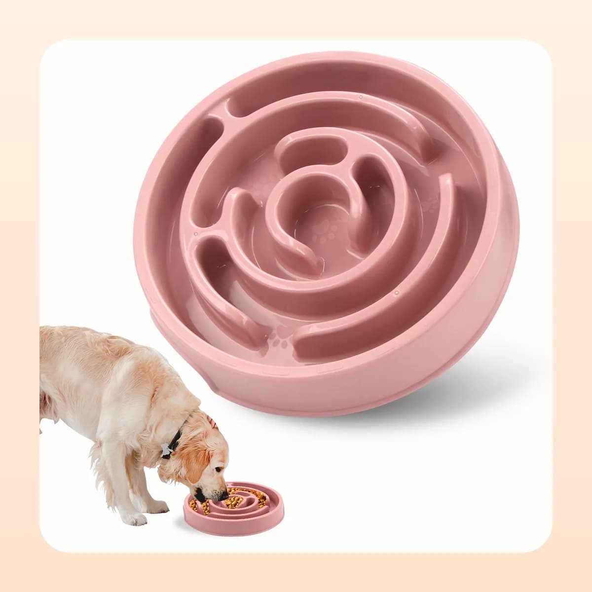 Kindral maze slow feeder bowl in pink