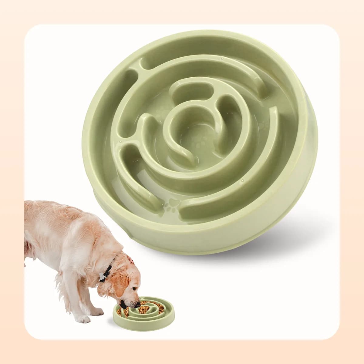 Kindral maze slow feeder bowl in green