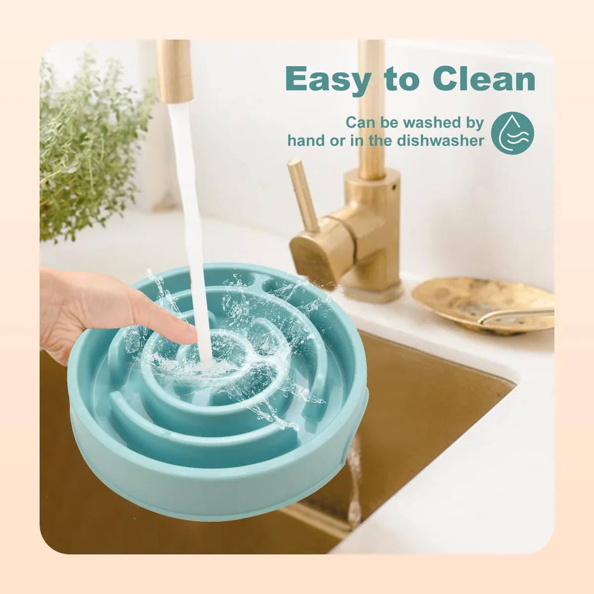 The Kindral bowl rinses under the tap or goes in the dishwasher