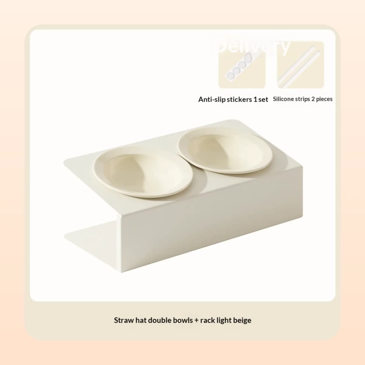 Kindral tilted double bowl stand in light beige
