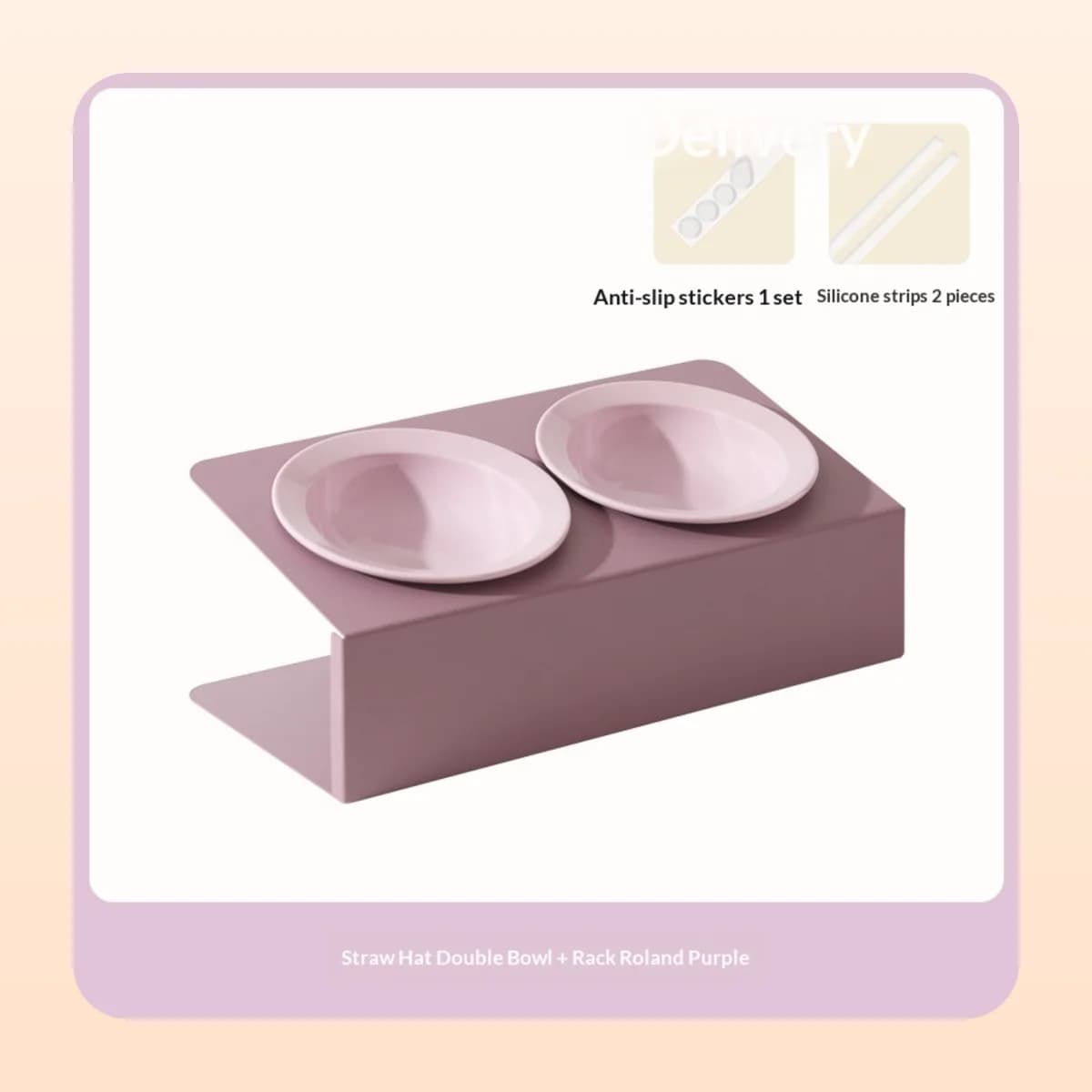 Kindral tilted double bowl stand in lavender purple