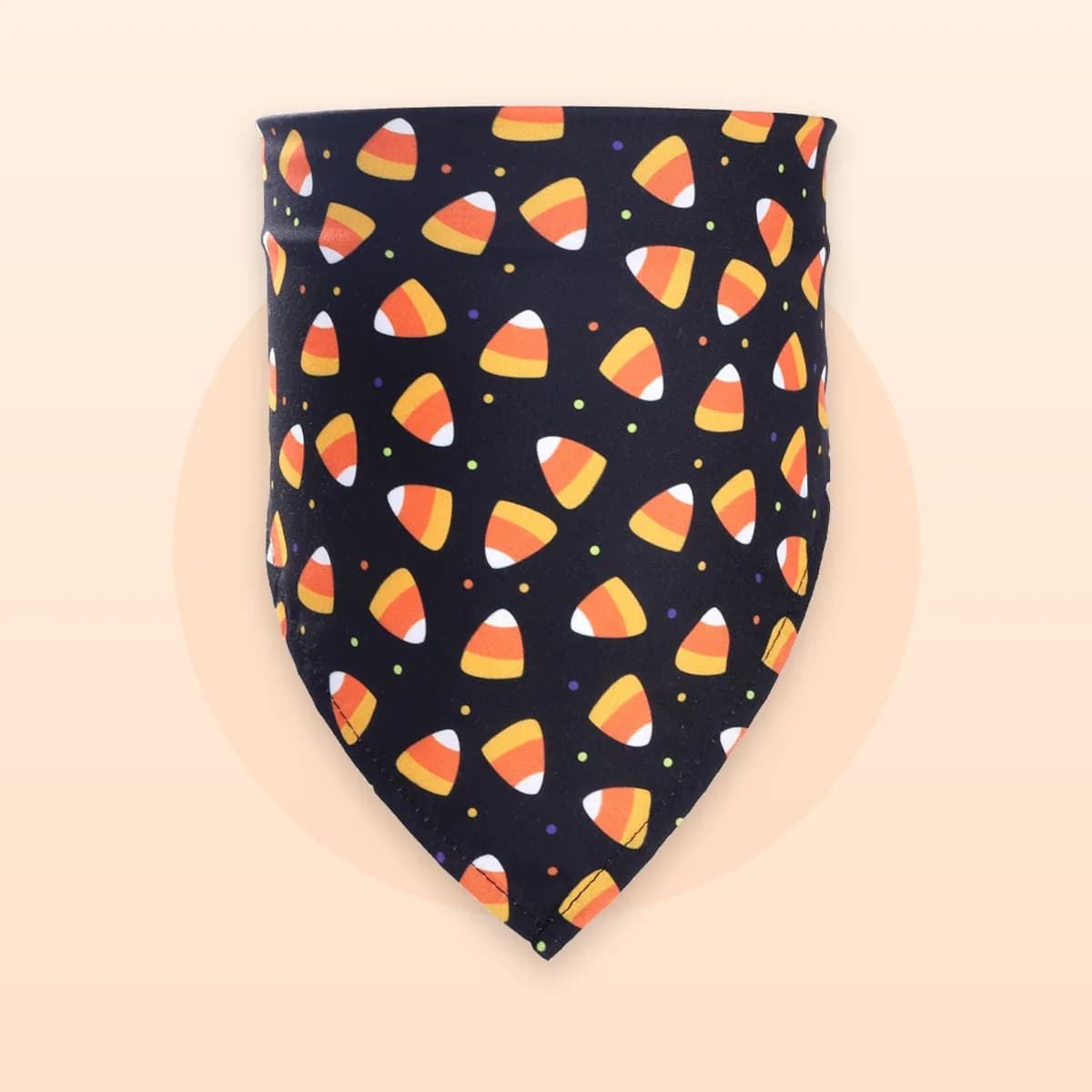 Kindral Halloween pet bandana in the candy corn print
