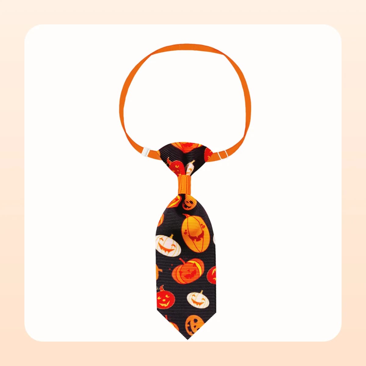 Kindral Halloween pet necktie in the jack-o'-lanterns design