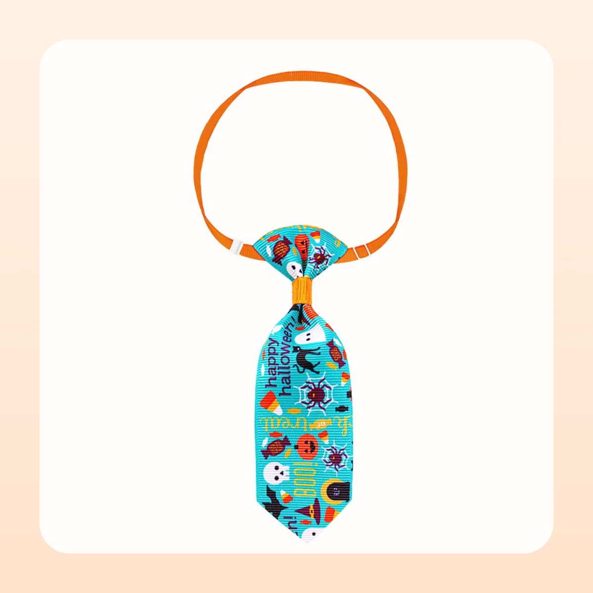 Kindral Halloween pet necktie in the turquoise greeting design