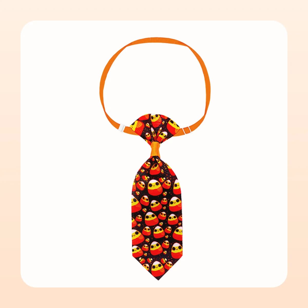 Kindral Halloween pet necktie in the candy corn design
