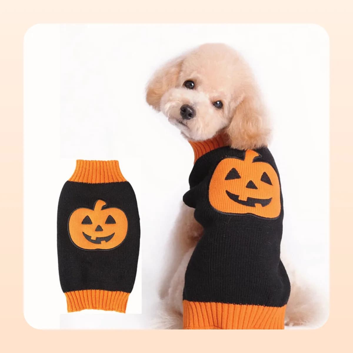 The Kindral pumpkin jumper shown with the ribbed orange hem