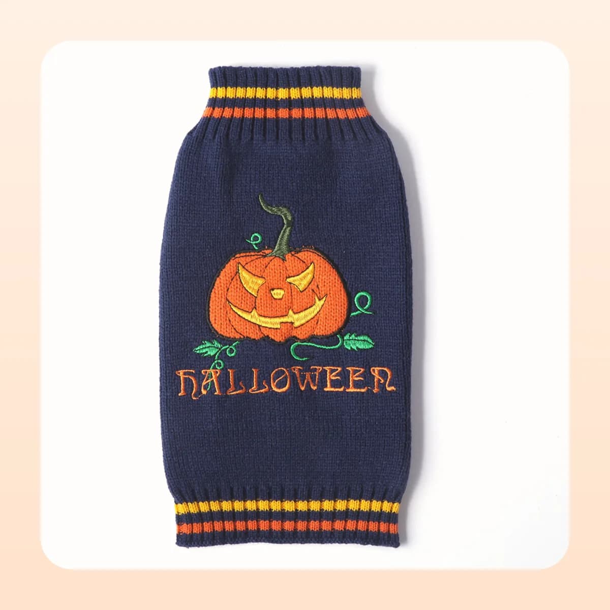 The Kindral navy pumpkin jumper shown flat
