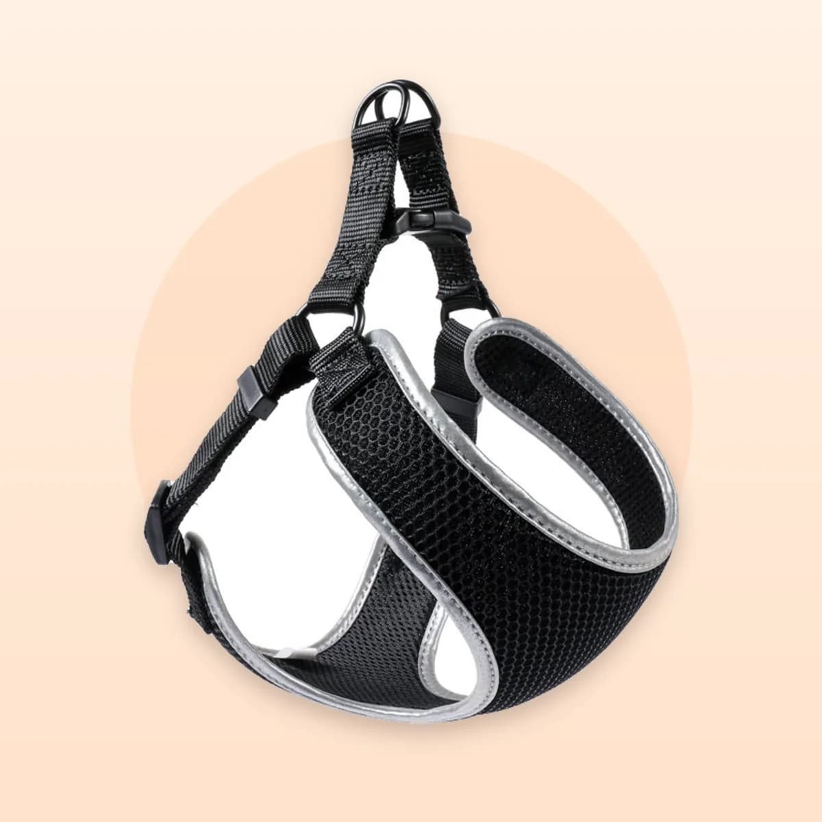 Kindral reflective step-in mesh dog harness in black