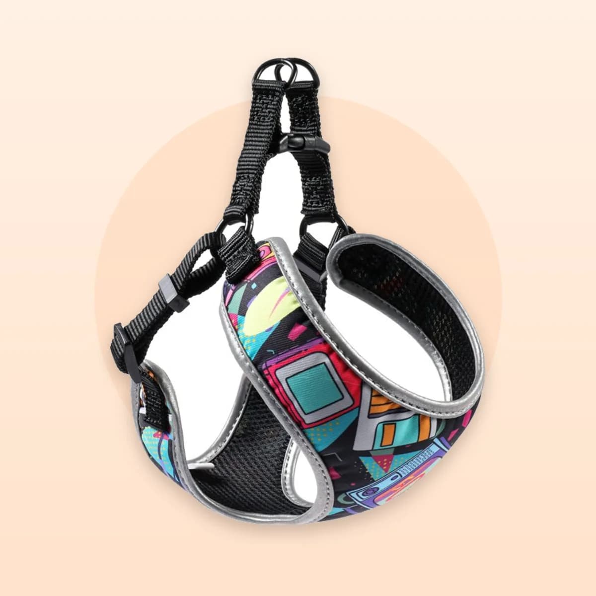 Kindral step-in mesh dog harness in the graffiti print