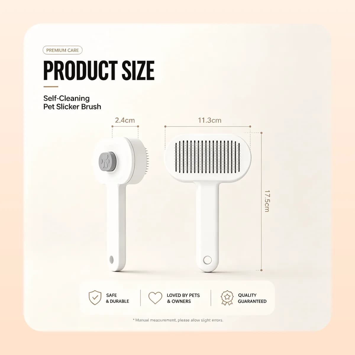 Kindral slicker brush size: 17.5 by 11.3 by 2.4 cm