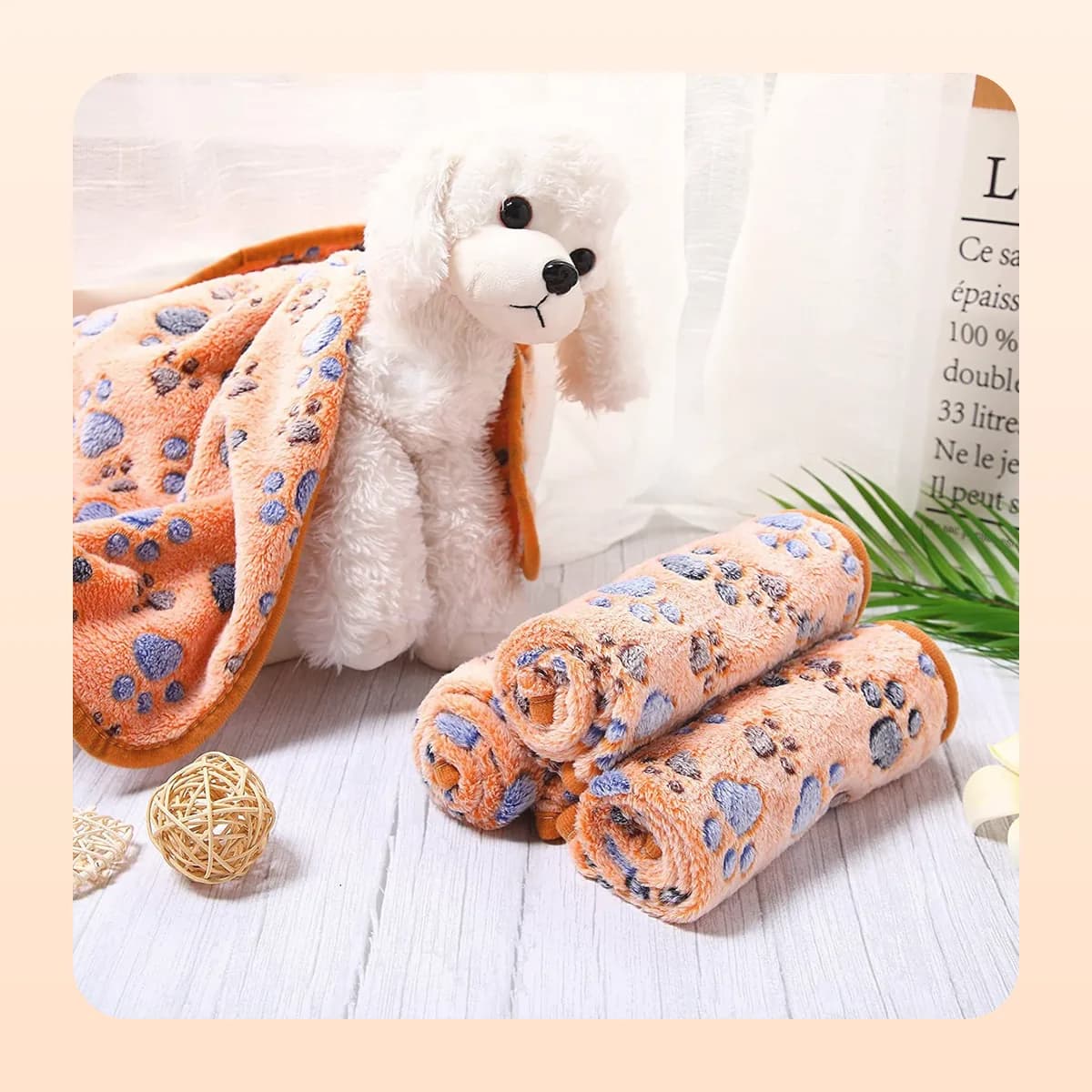 Kindral fleece blankets rolled and stacked