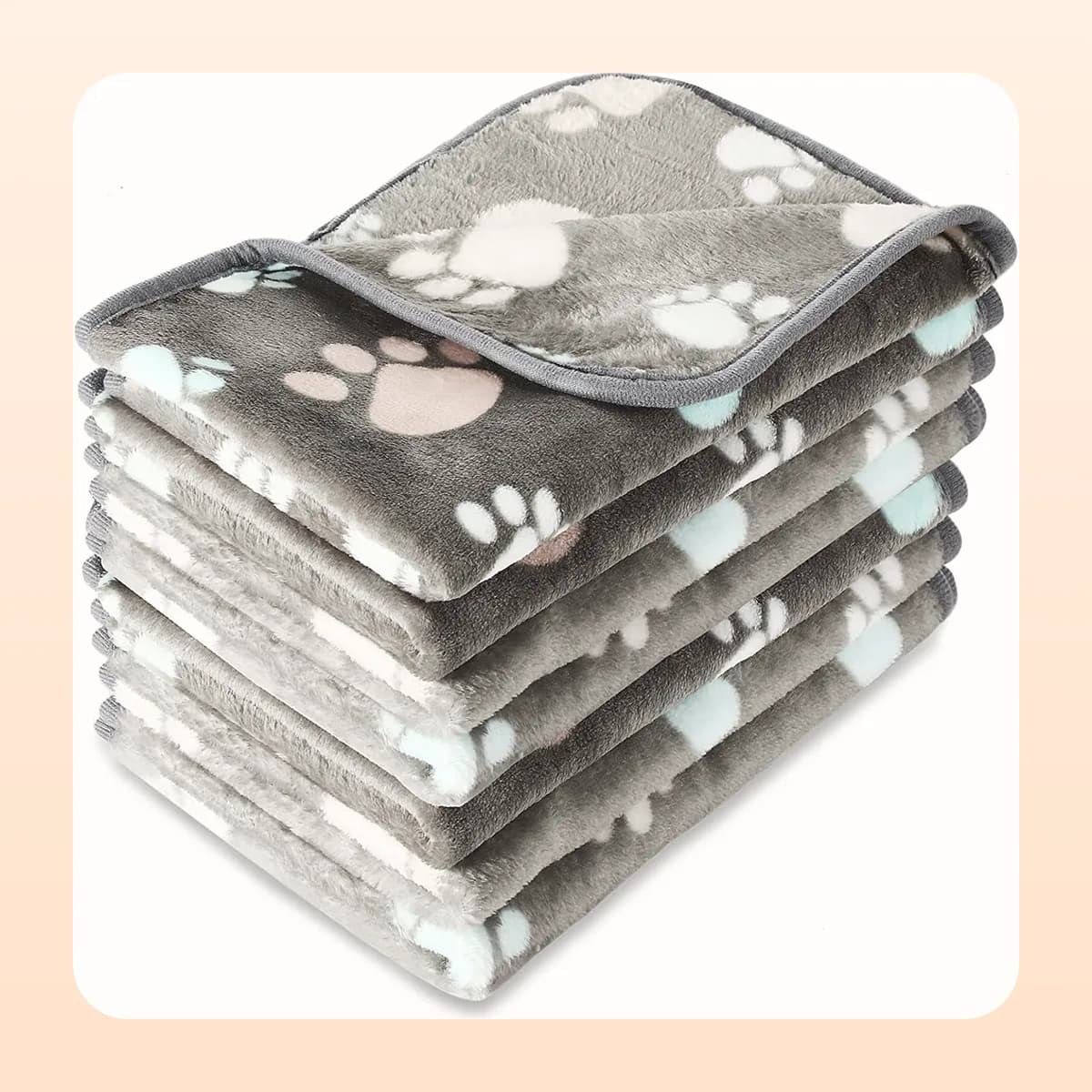 Kindral paw-print fleece blanket in grey