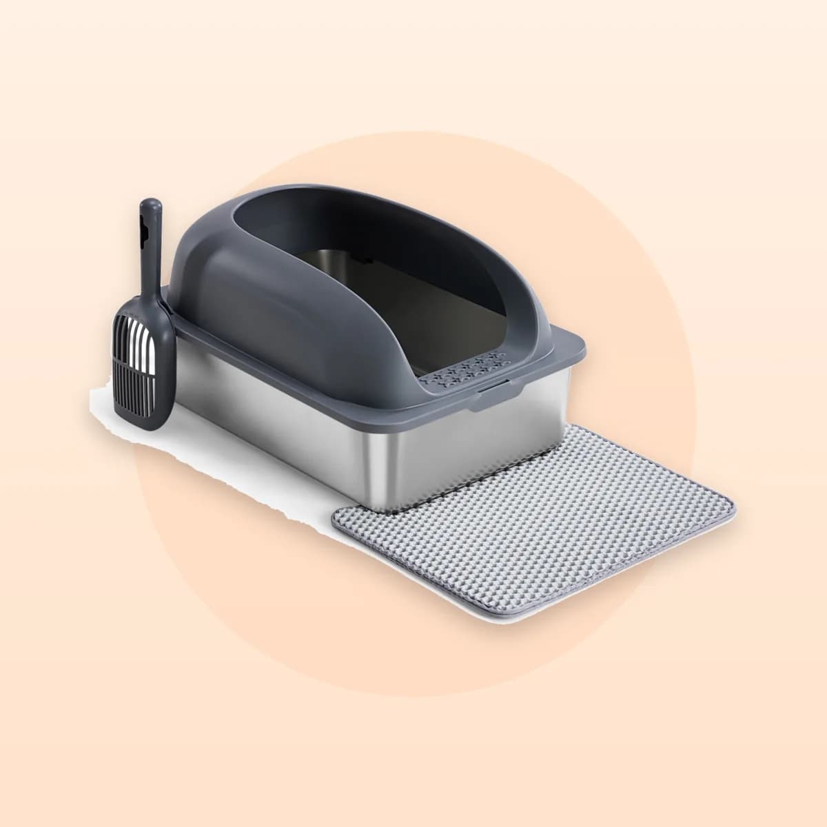 Kindral stainless steel litter box in dark grey