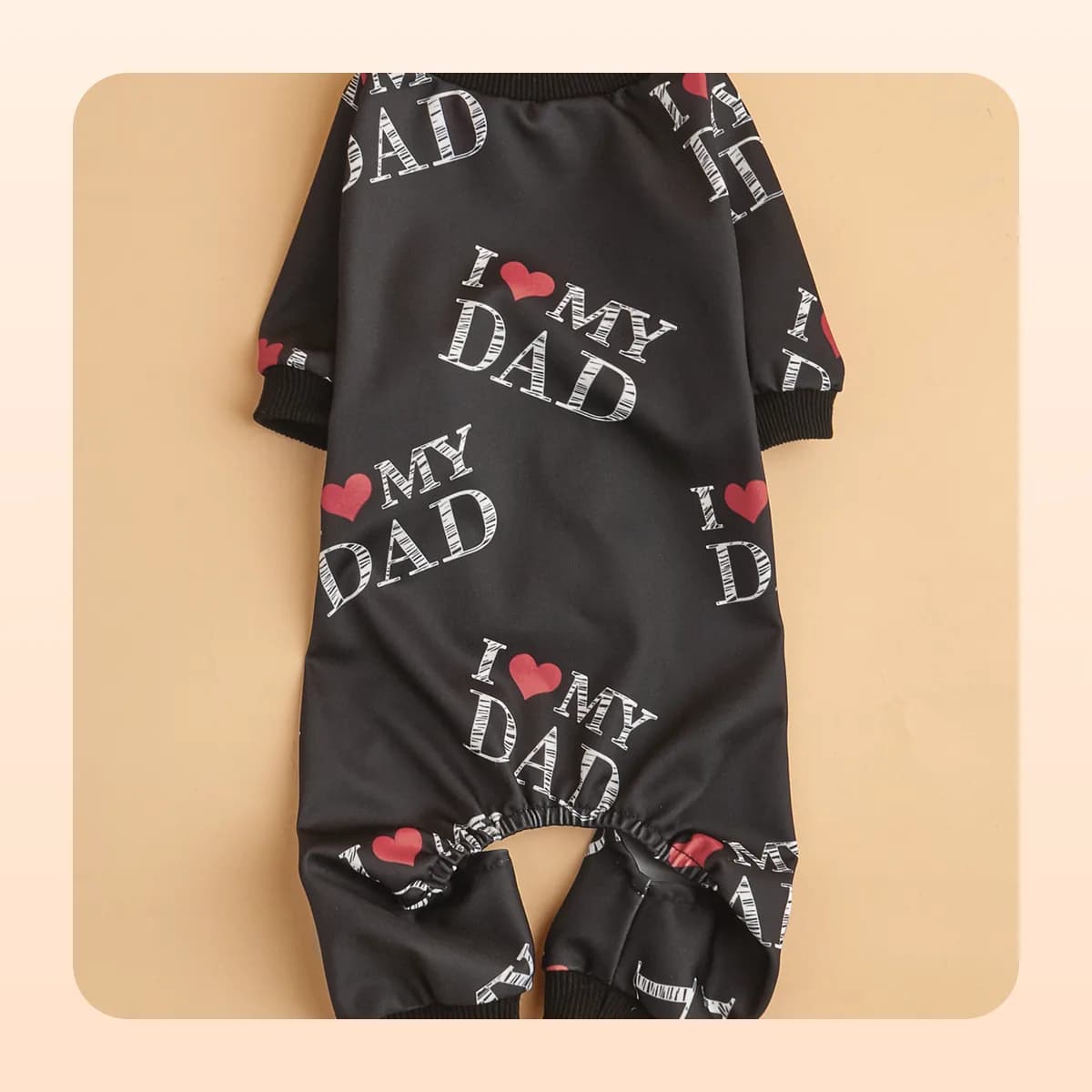 Kindral black dog pyjama suit printed with I love my dad