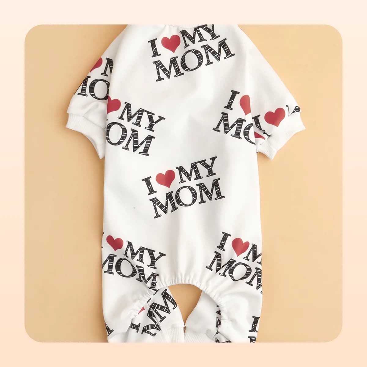 Kindral white dog pyjama suit printed with I love my mum
