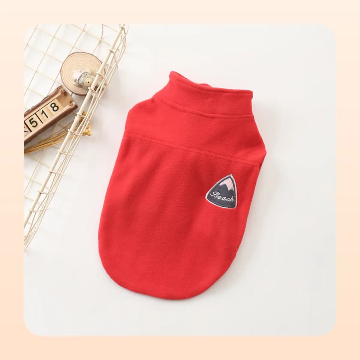 Kindral fleece zip-up dog top in red