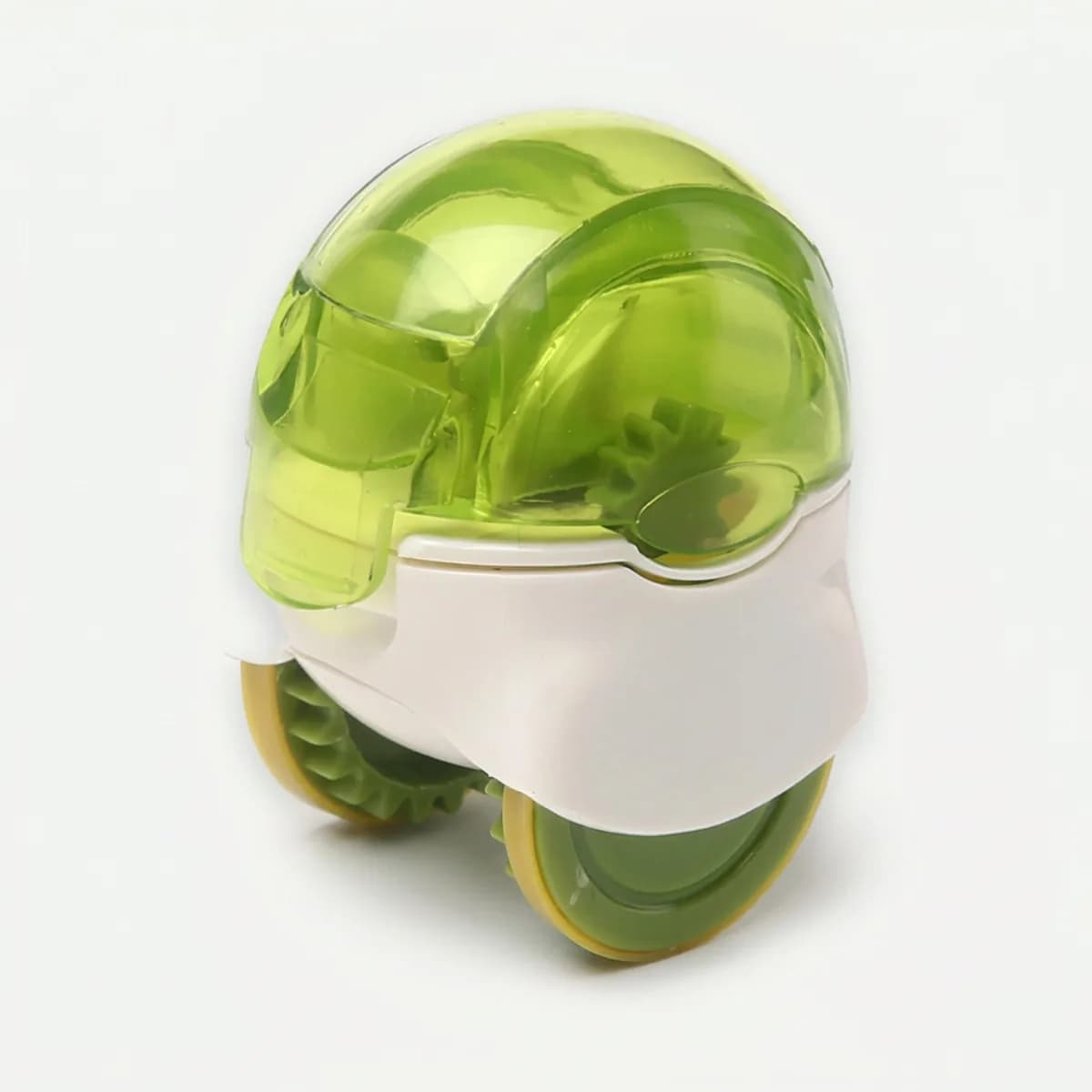 Kindral rolling garlic chopper in green, lid closed